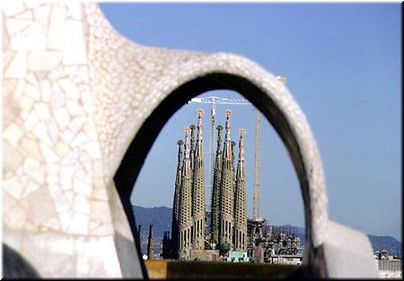 From the roof of the Pedrera you can see the next stop on the Gaudi itinerary - the Sagrada Familia Cathedral.