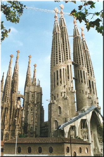 Sagrada Familia from just outside the main gate. As the crane suggests, it is still under construction.