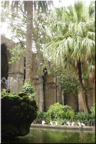 The cloister in the middle is my favorite part of medieval churches. They always have fountains, but not always geese.