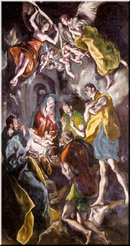 The Prado - from an El Greco room lined with 15-foot tall paintings pretty much like this one (Adoration of the Shepherds)
