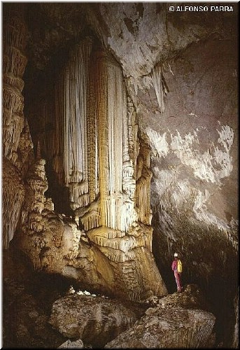 Stalactite meets stalagmite to create this incredibly huge pillar in the central chamber of the Caves of Nerja