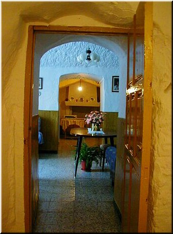 Inside a Guadix cavehouse - looks much like the whitewashed interior of any traditional Andalusian home